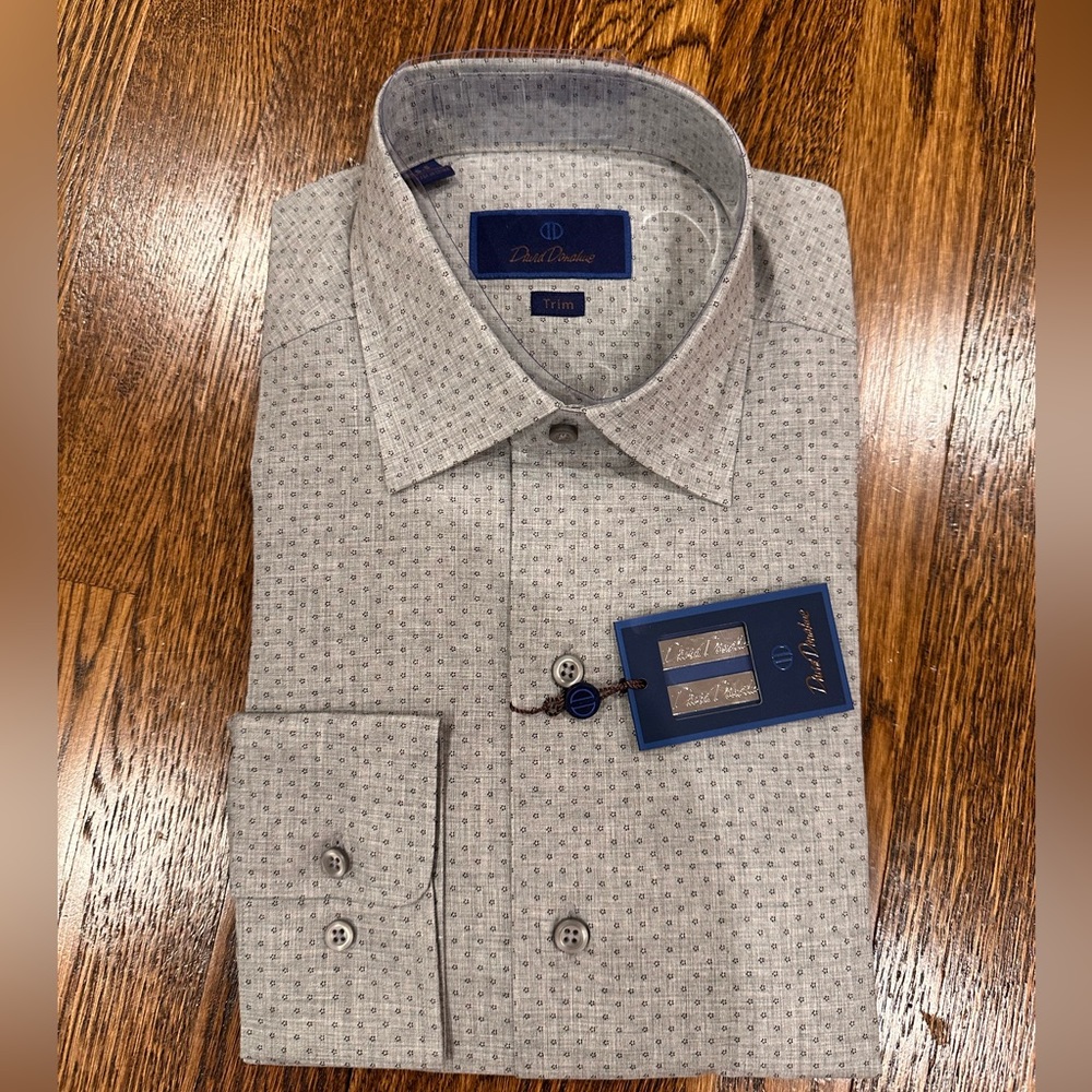 David Donahue Gray Dress Shirt